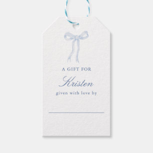 Blue Bow Tying The Knot Display Shower Gift Tags