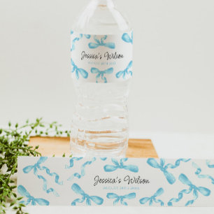 Blue Bow  Water Bottle Label