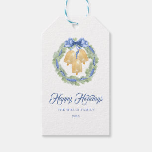 Blue Bow Watercolor Wreath Grandmillenial Gift Tags