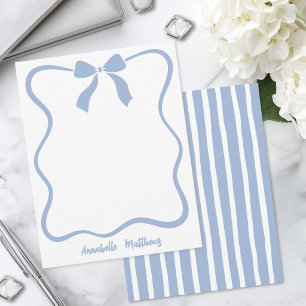 Blue Bow Wavy Border Personalised Card