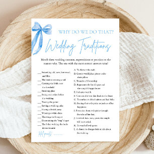 Blue Bow Wedding Traditions Bridal Shower Game Invitation