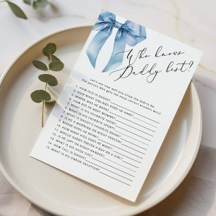 Blue Bow Who knows daddy best baby shower game
