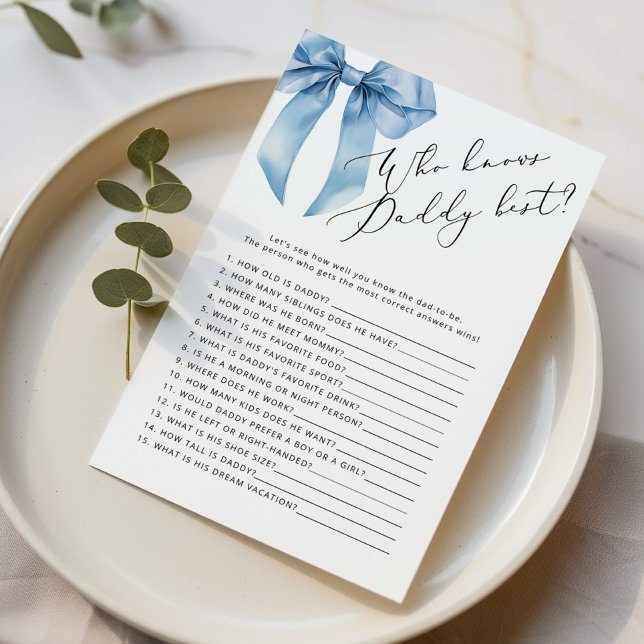 Blue Bow Who knows daddy best baby shower game (Creator Uploaded)