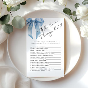Blue Bow Who knows mummy best baby shower game