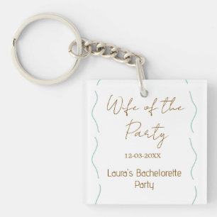 blue bow wife of the party name date spanish borde key ring