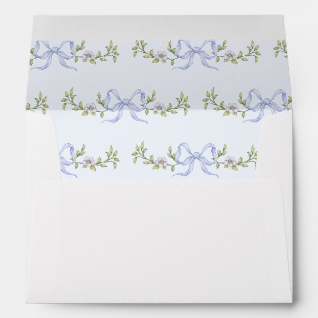 Blue Bow Wildflower Vintage baby shower Envelope (Back (Bottom))