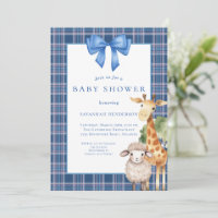 Blue Bow Woodland Animals Baby Shower