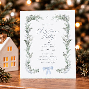 Blue Bow Wreath Botanical Budget Christmas Party