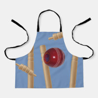 Blue Bowled At Cricket, Kids Full Print Apron