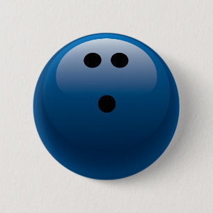 BLUE BOWLING BALL 6 CM ROUND BADGE