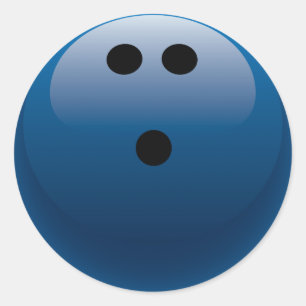 BLUE BOWLING BALL CLASSIC ROUND STICKER