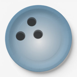 Blue Bowling Ball Paper Plate
