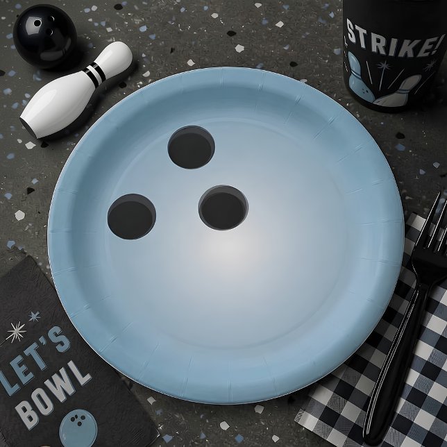 Blue Bowling Ball Paper Plate (Creator Uploaded)