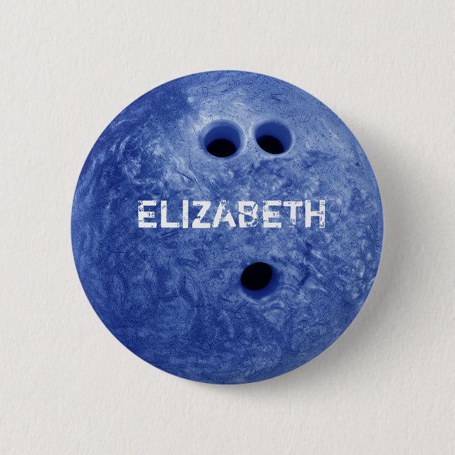 Blue Bowling Custom Ball Button (Front)