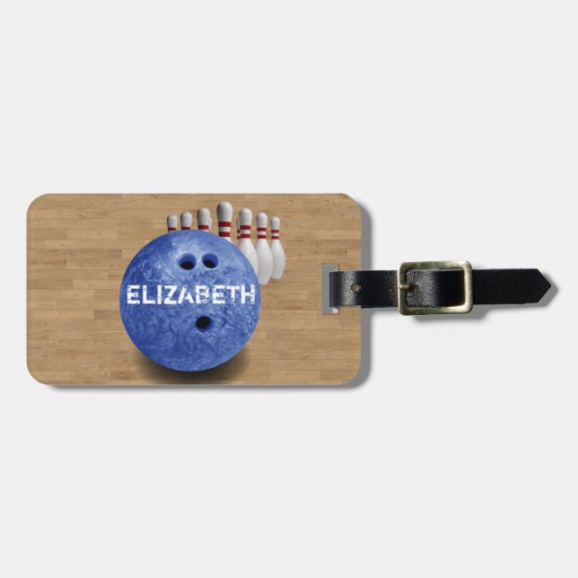 Blue Bowling Custom Ball Luggage Bag Luggage Tag (Front Horizontal)