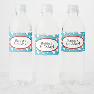 Blue Bowling Theme Birthday Water Bottle Label