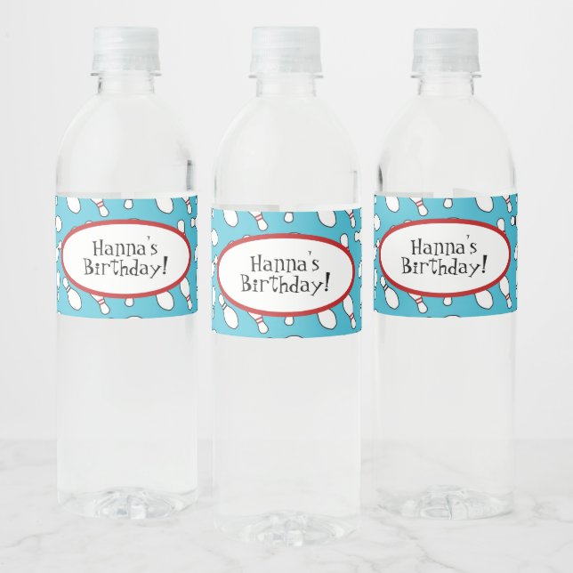 Blue Bowling Theme Birthday Water Bottle Label (Bottles)