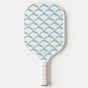 Blue Bows and Beaus Coastal Garland Pickleball Paddle