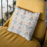 Blue Bows and Blossoms Boho Cushion<br><div class="desc">Boho and rustic pillow featuring hand drawn illustration of bows and flowers in blue colours.</div>
