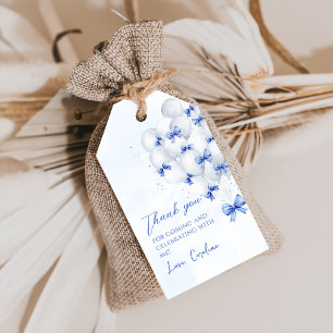 Blue Bows Balloons Birthday Gift Tags