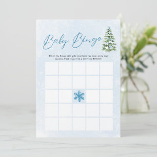 Blue Bows Christmas Baby Bingo Baby Shower Game Invitation