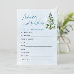 Blue Bows Christmas Baby Shower Advice and Wishes Invitation