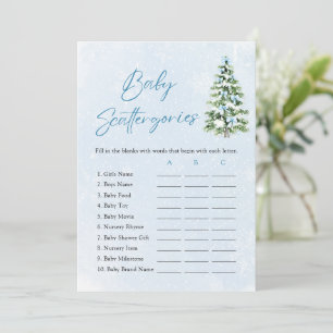 Blue Bows Christmas Baby Shower Scattergories Game Invitation