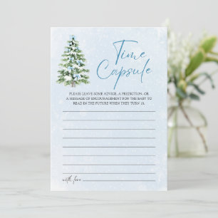 Blue Bows Christmas Baby Shower Time Capsule Game Invitation
