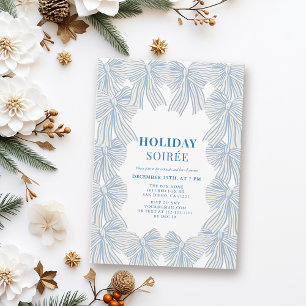 Blue Bows Christmas Holiday Soirée Invitation