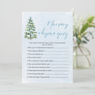 Blue Bows Christmas Nursery Rhyme Quiz Baby Shower Invitation