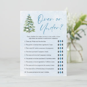 Blue Bows Christmas Over Or Under Baby Shower Game Invitation