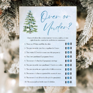 Blue Bows Christmas Over Or Under Baby Shower Game Invitation