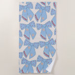 Blue Bows Coquette Beach Towel<br><div class="desc">Light Blue Christmas Bows - Coquette Ribbons – Pink Bows And Cream White Background.</div>