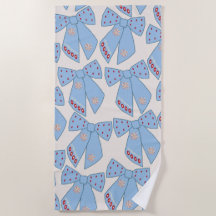 Blue Bows Coquette Beach Towel