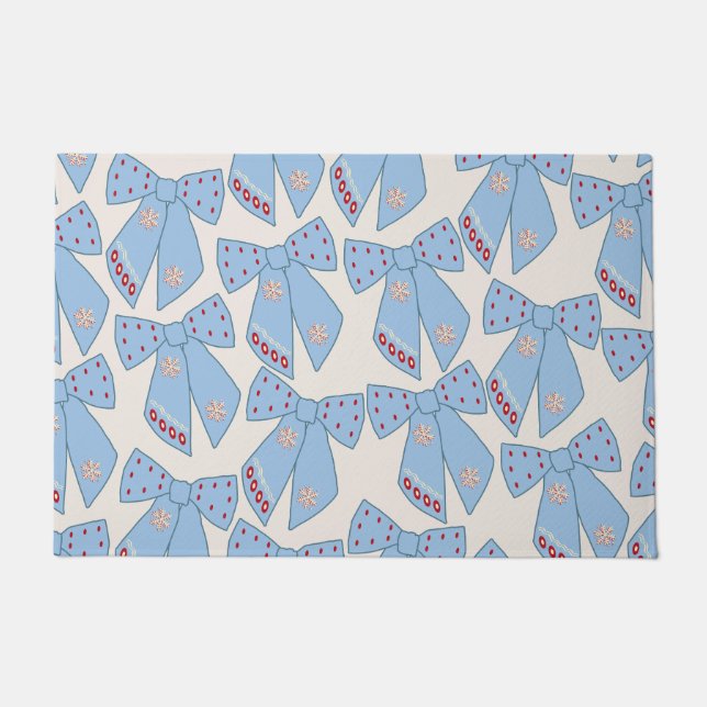 Blue Bows Coquette Doormat (Front)