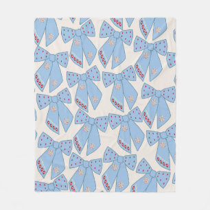 Blue Bows Coquette Fleece Blanket