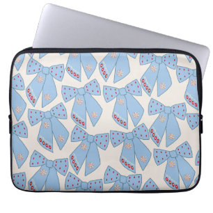 Blue Bows Coquette Laptop Sleeve