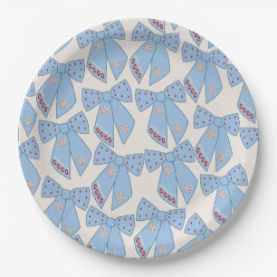 Blue Bows Coquette Paper Plate