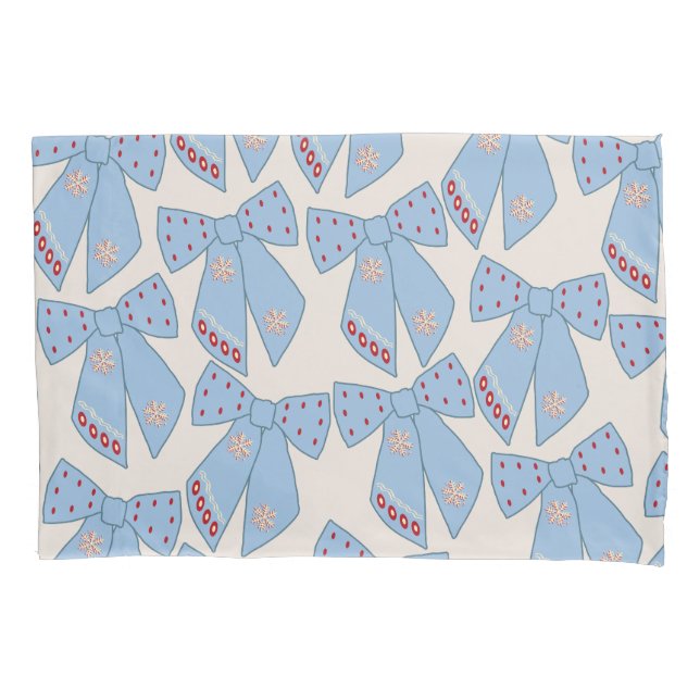 Blue Bows Coquette Pillowcase (Front)