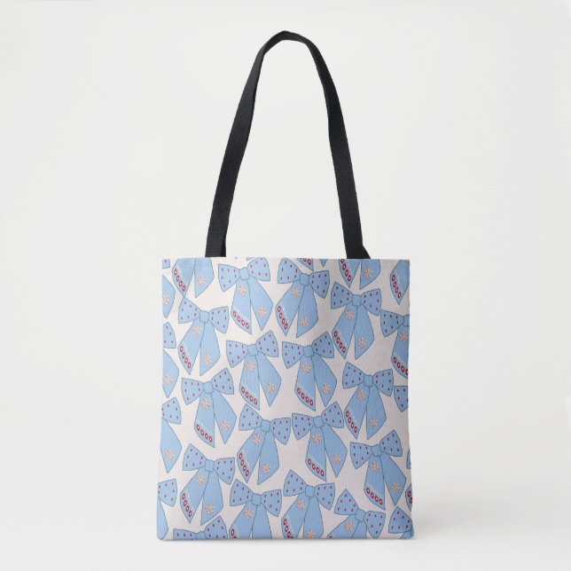 Blue Bows Coquette Tote Bag (Front)