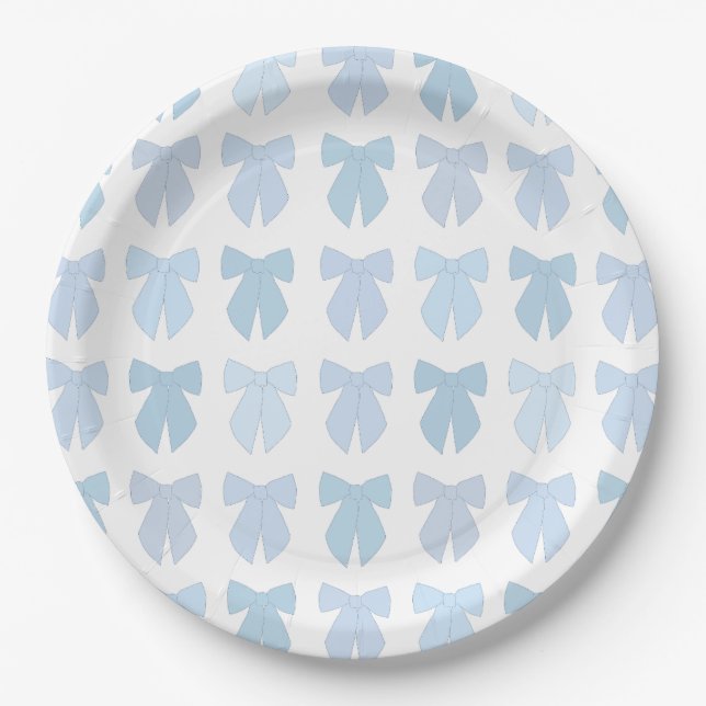Blue Bows Paper Plate (Front)
