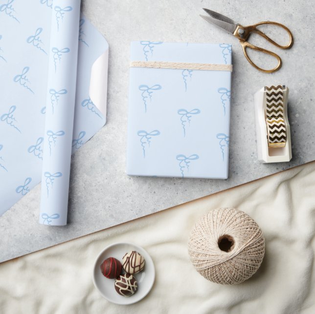 Blue bows pattern baby boy shower wrapping paper (Crafts)