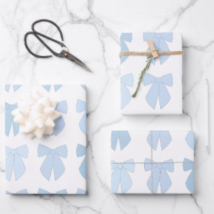 Blue Bows Wrapping Paper Sheet
