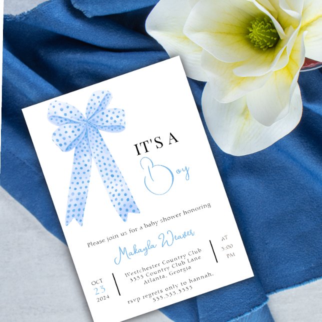  Blue BowTemplate Printabl Baby boy Shower  Invitation (Creator Uploaded)