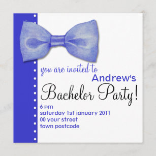 Blue BowTie Bachelor Party Invitation