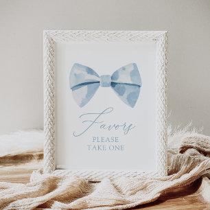 Blue Bowtie Boy Baby Shower Favours Sign