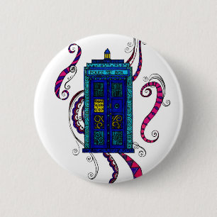 Blue Box - button badge with Police Box design