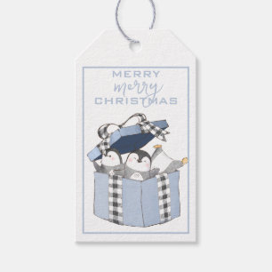 Blue Box of Penguins, Cute Christmas Gift Tags