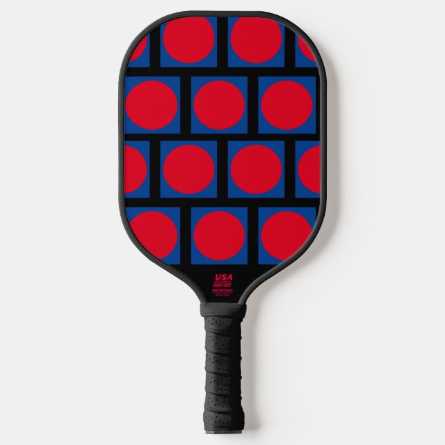 Blue Box, Red Dot Pickleball Paddle (Front)