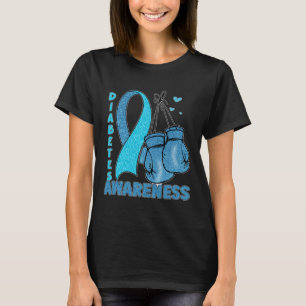 Blue Boxing Gloves Ribbon Diabetes Awareness 2 T-Shirt